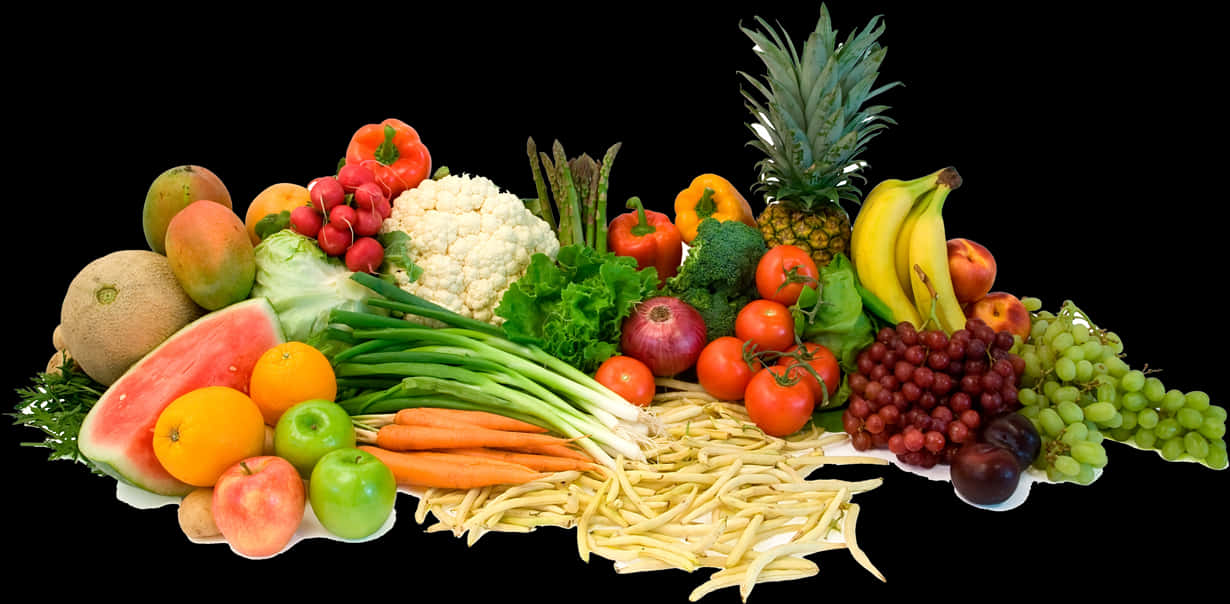 Assorted Fruitsand Vegetables Display PNG Image