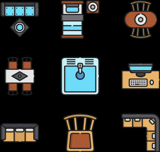 Assorted Furniture Icons Set PNG Image