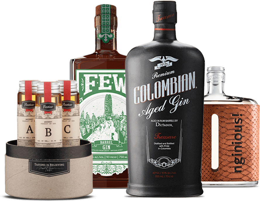 Assorted Ginand Whiskey Bottles PNG Image