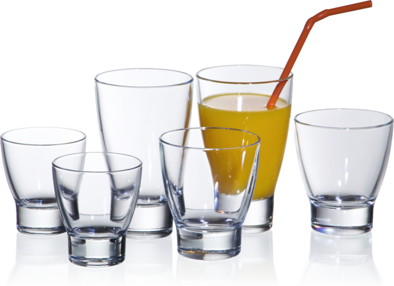 Assorted Glasses With Orange Juice PNG Image