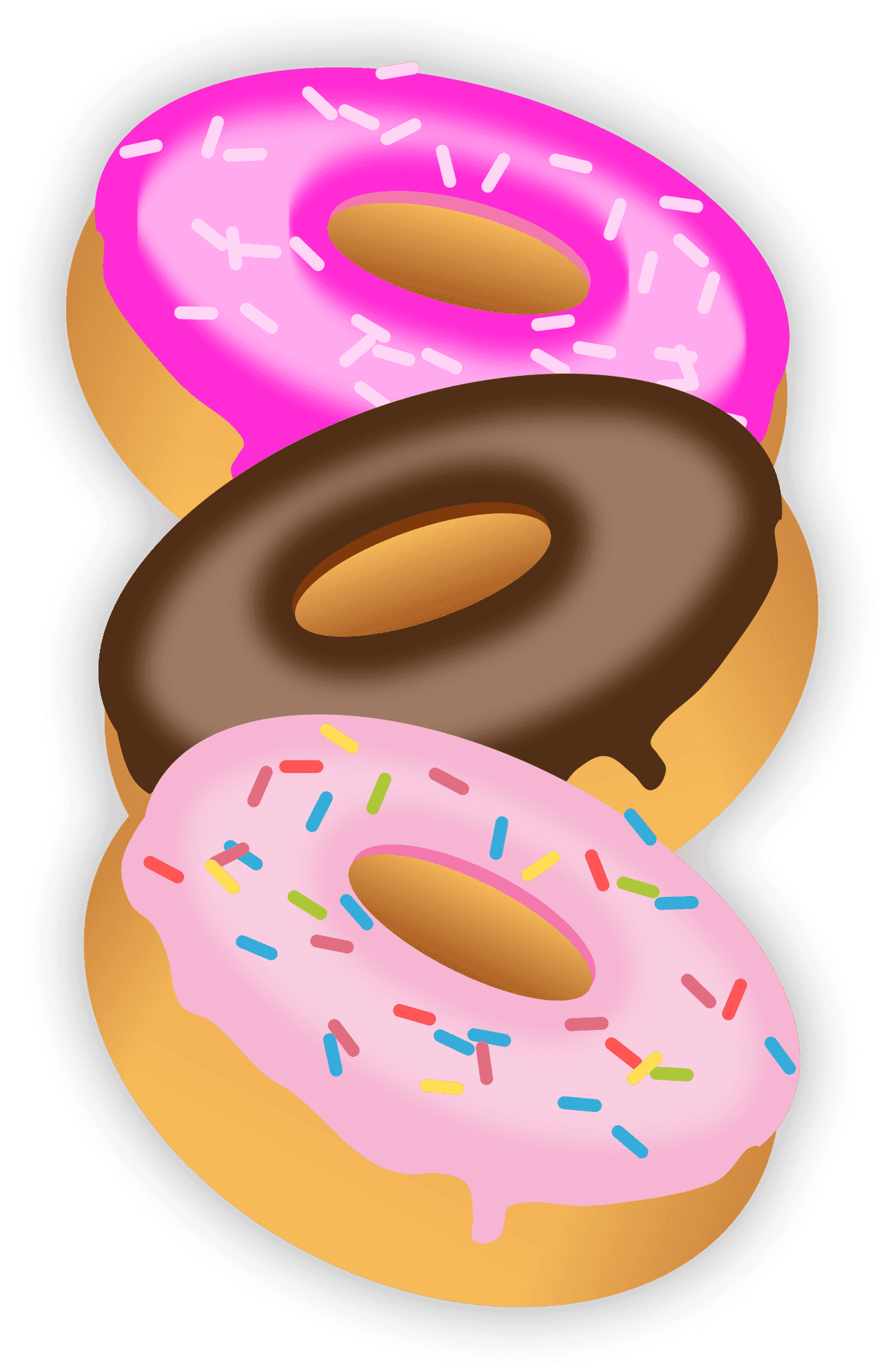 Assorted Glazed Donuts Illustration PNG Image