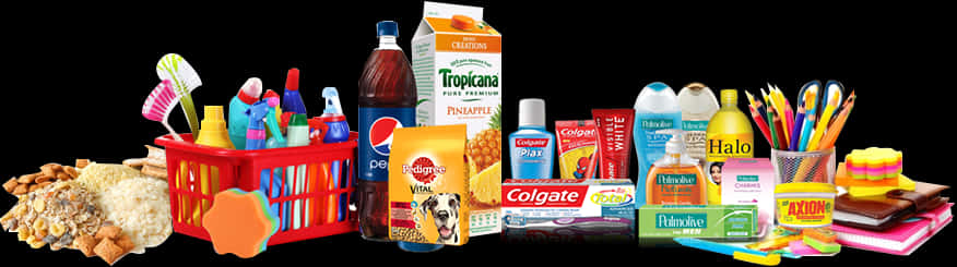 Assorted Grocery Itemsand Household Products PNG Image