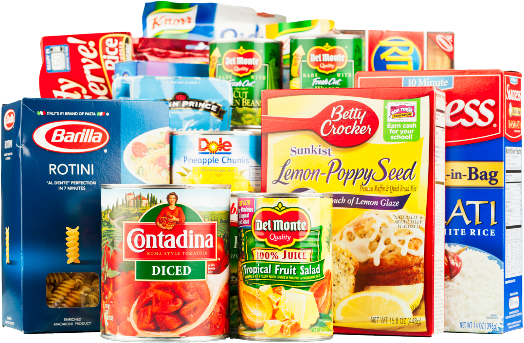 Assorted Grocery Products Display PNG Image