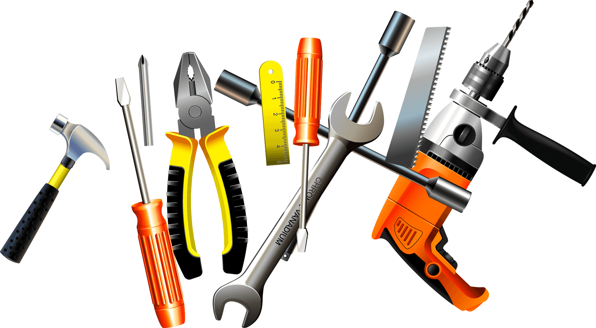 Assorted Hand Tools Collection PNG Image