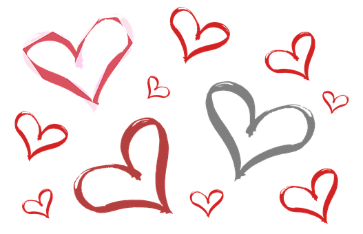 Assorted Heartson Black Background PNG Image