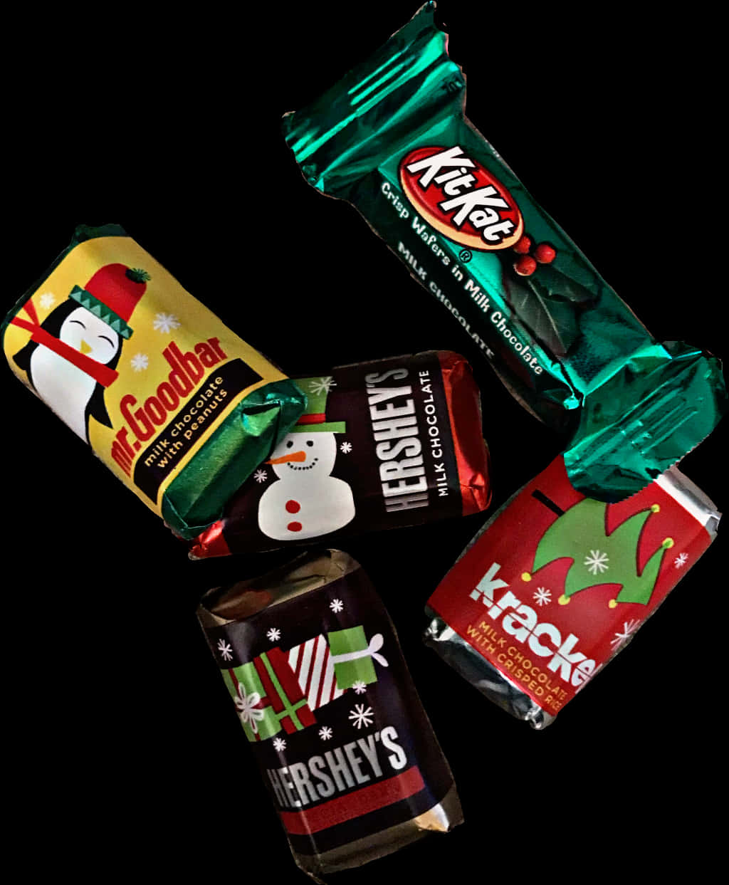 Assorted Holiday Chocolate Candy Wrappers PNG Image