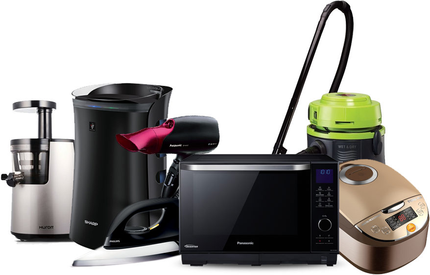 Assorted Home Appliances Collection PNG Image