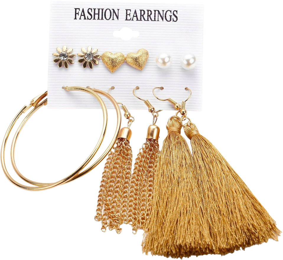 Assorted Imitation Earrings Set PNG Image