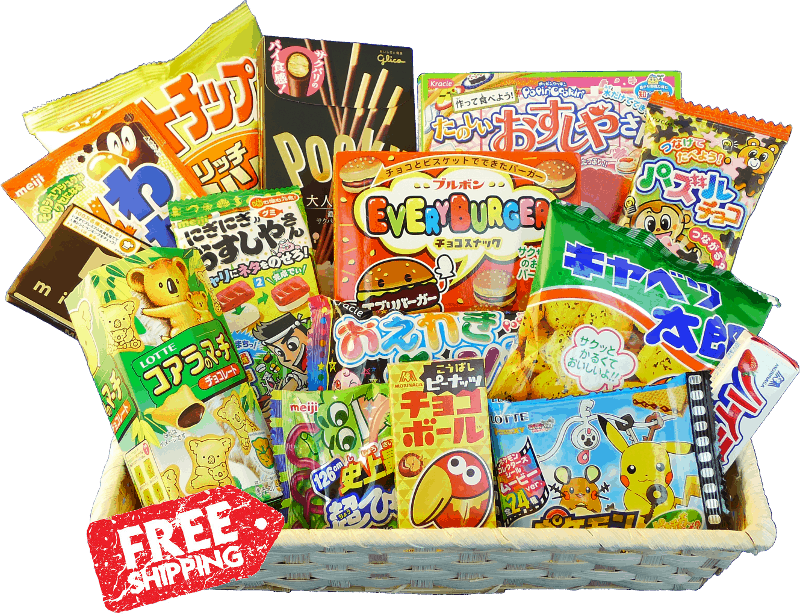 Assorted Japanese Snacks Basket PNG Image