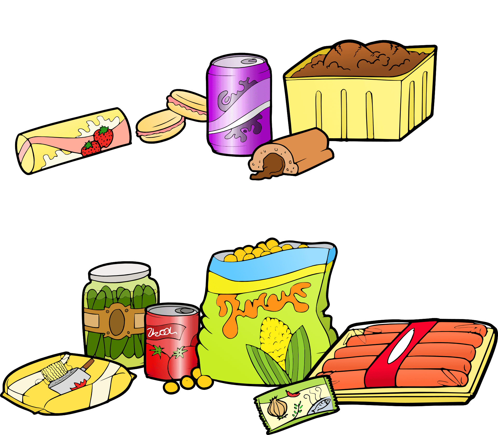 Assorted Junk Food Illustration PNG Image