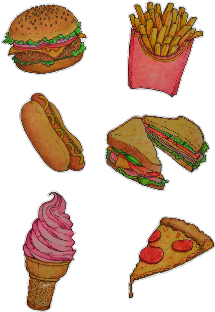 Assorted Junk Food Illustrations PNG Image