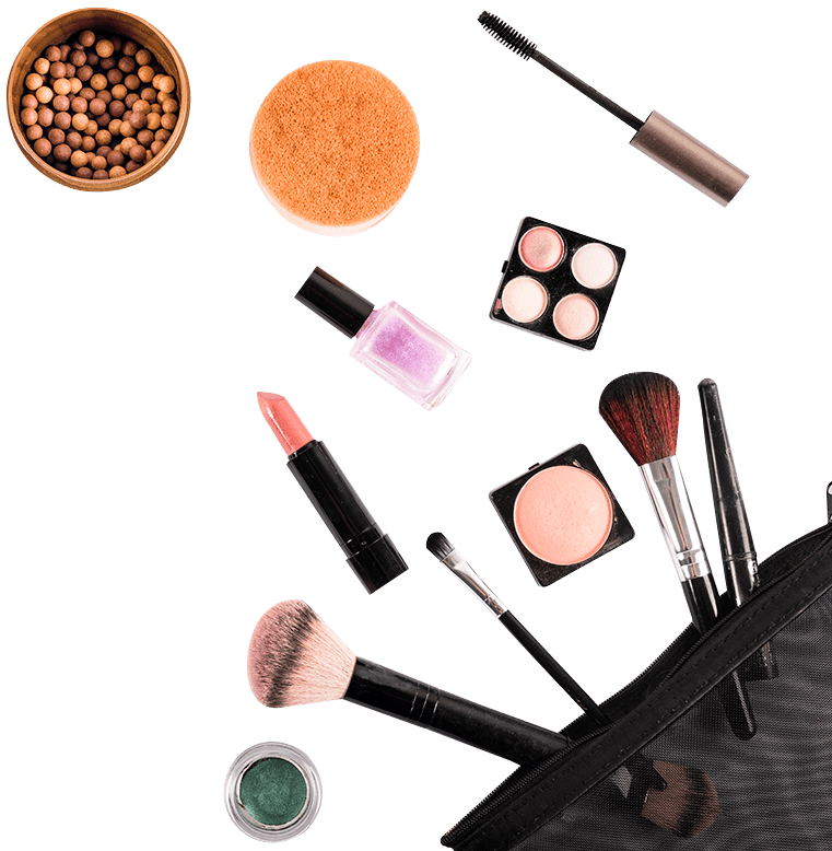 Assorted Makeup Productsand Tools PNG Image