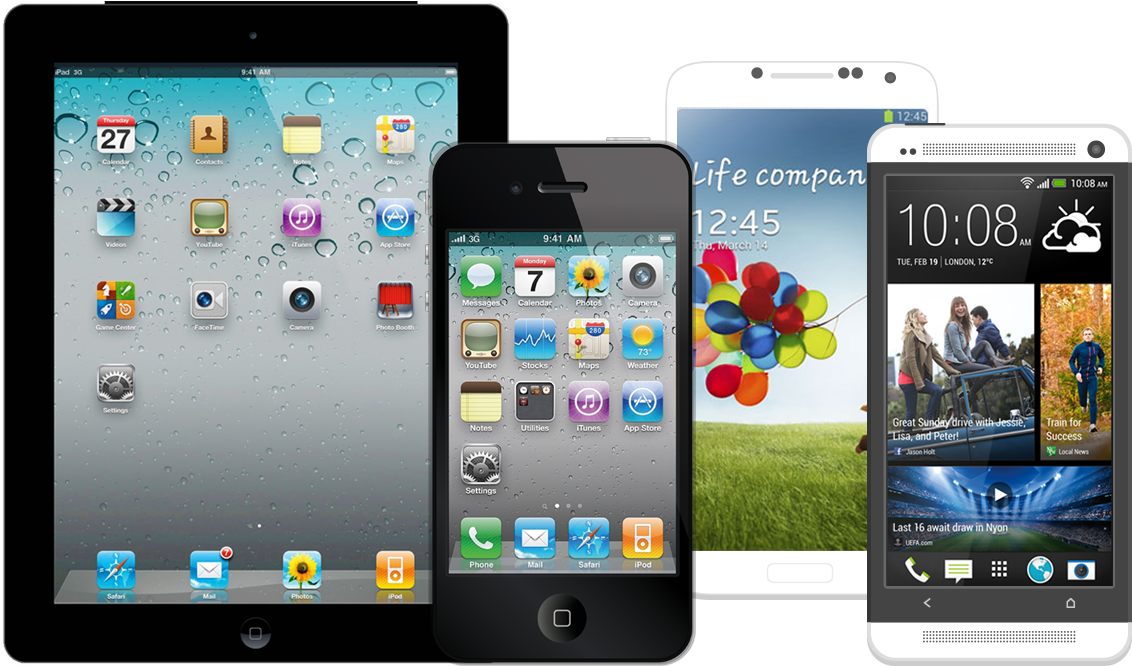 Assorted Mobile Devices Display PNG Image