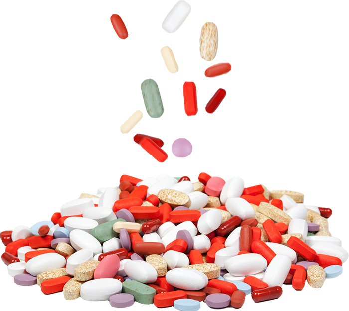 Assorted Pillsand Capsules Falling PNG Image