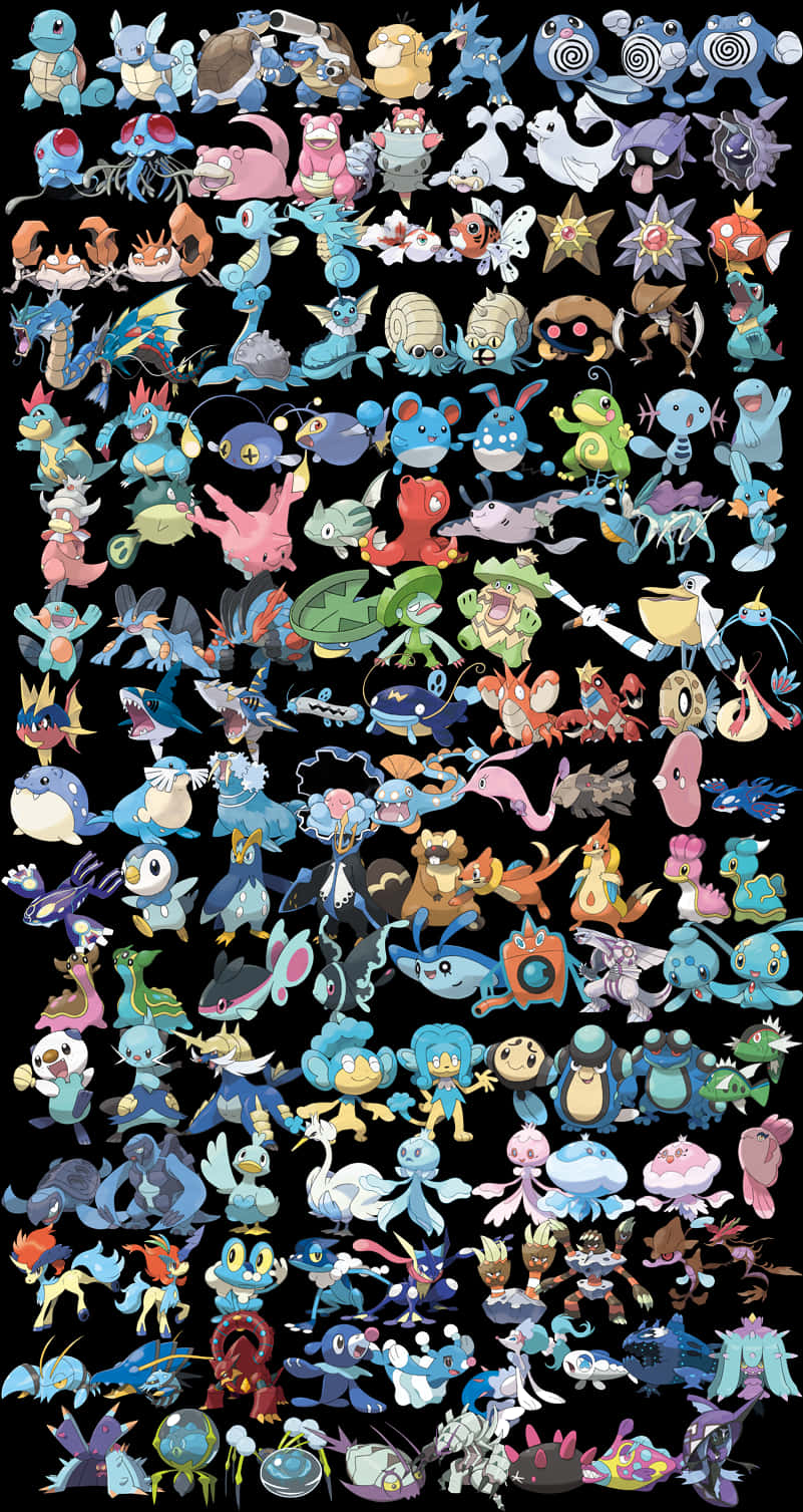 Assorted Pokemon Characters Collage PNG Image