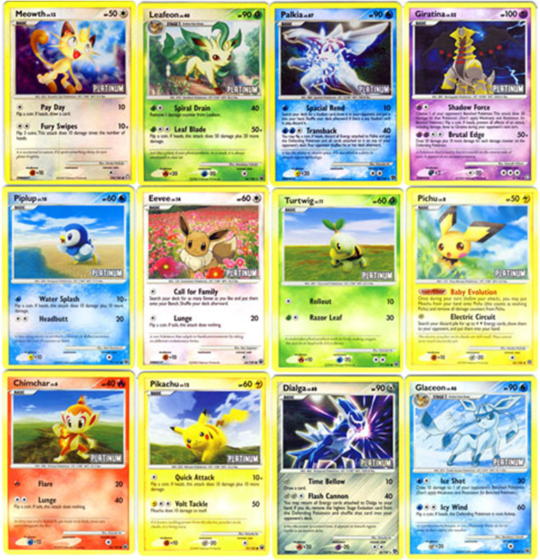 Assorted Pokemon Platinum Cards Collection PNG Image