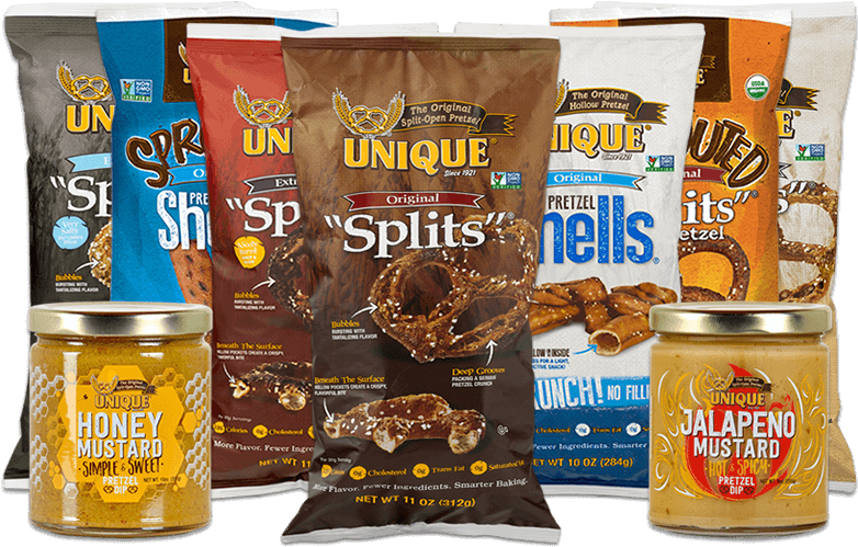 Assorted Pretzel Productsand Mustards PNG Image