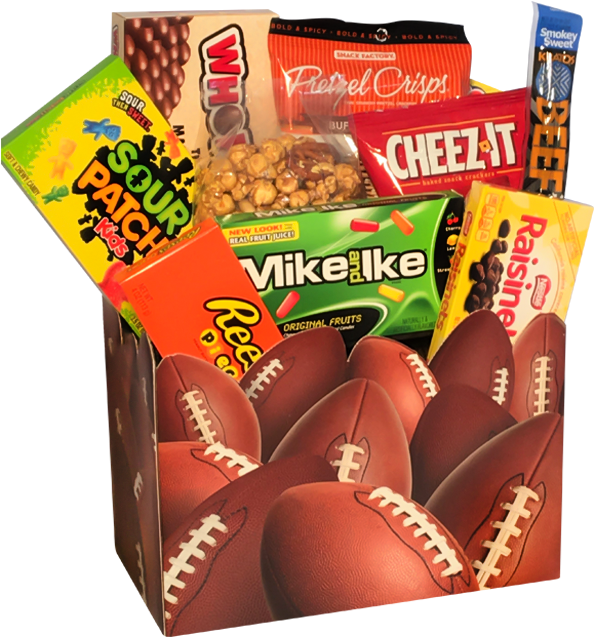 Assorted Snack Selection Football Box PNG Image