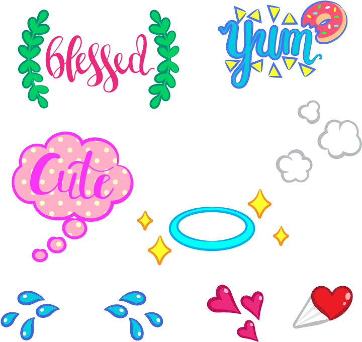 Assorted Snapchat Stickers Collection PNG Image