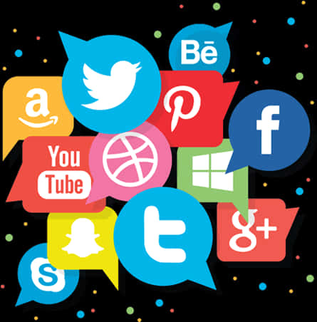 Assorted Social Media Icons PNG Image