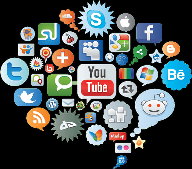 Assorted Social Media Icons PNG Image