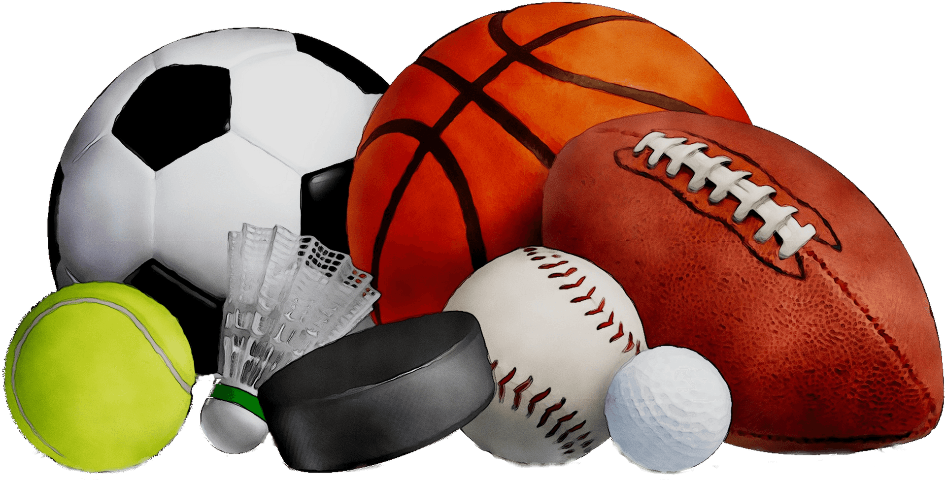 Assorted Sports Equipment Collection PNG Image