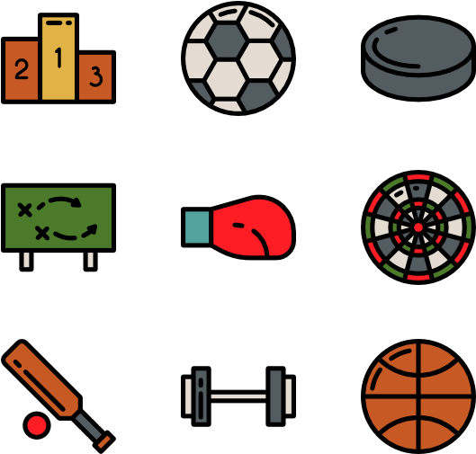 Assorted Sports Equipment Icons PNG Image