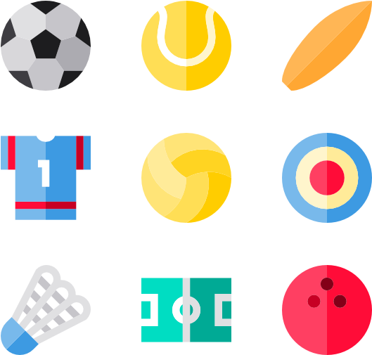 Assorted Sports Equipment Icons PNG Image