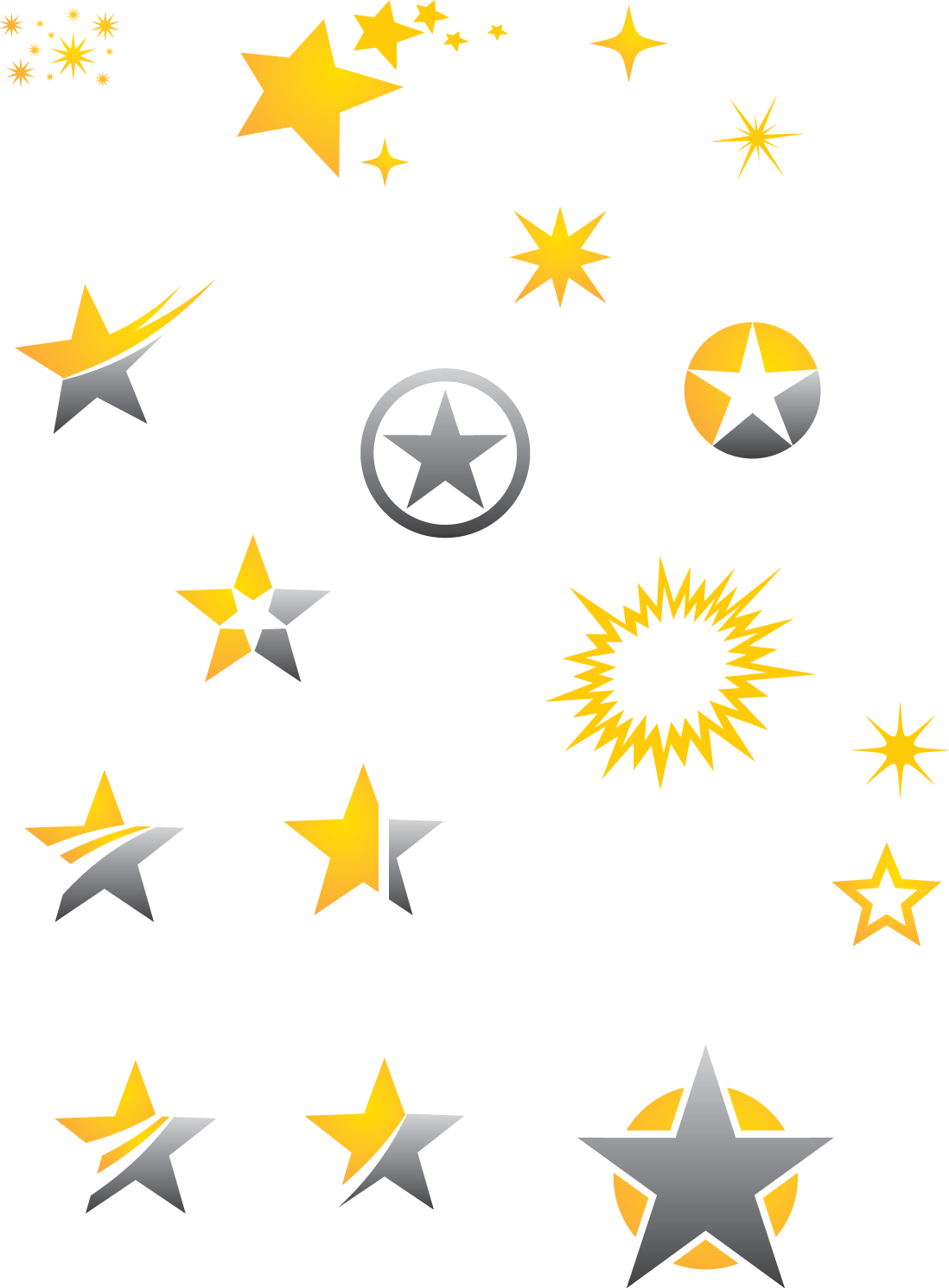 Assorted Stars Design Elements PNG Image