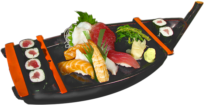 Assorted Sushi Platter Boat PNG Image