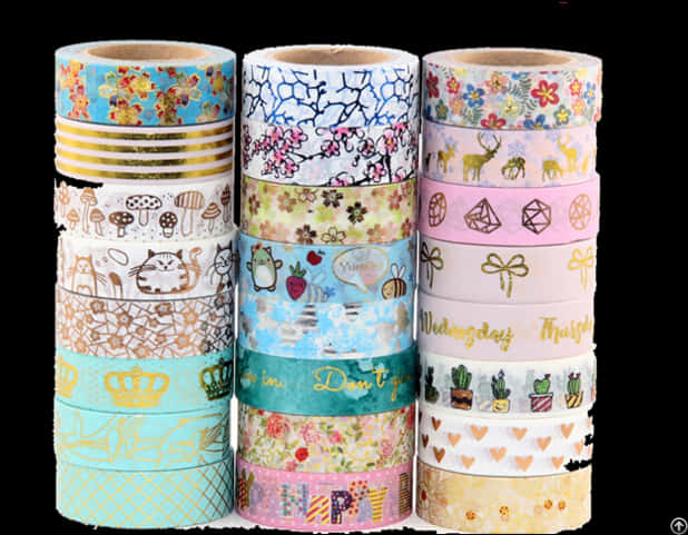 Assorted Washi Tape Designs PNG Image