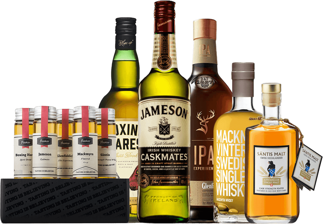 Assorted Whiskey Bottles Collection PNG Image