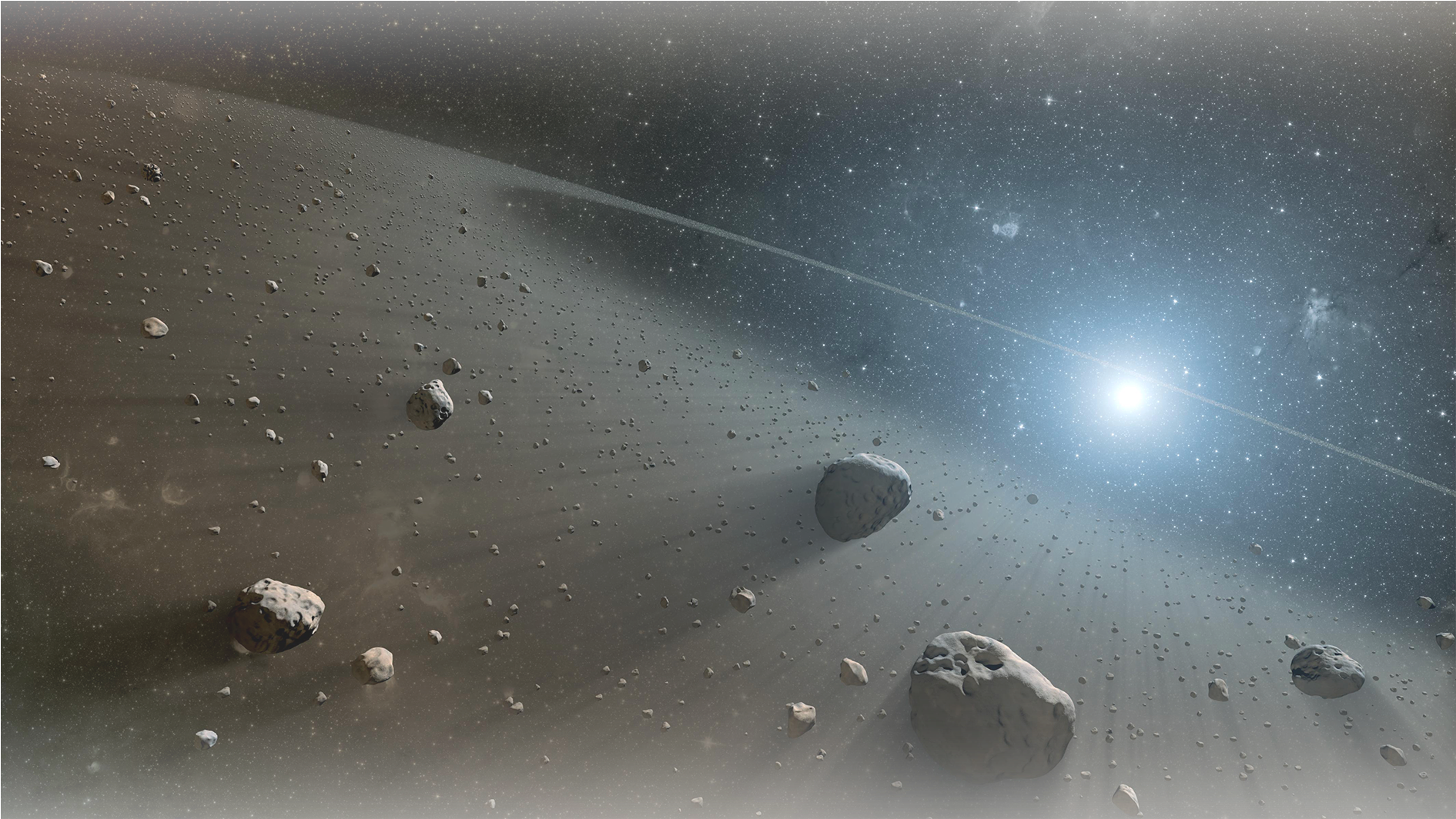 Asteroid Belt Space Scene PNG Image