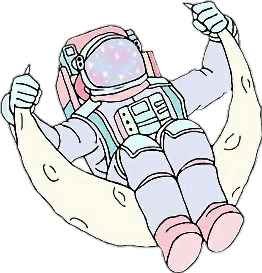 Astronaut Flexing Muscles Cartoon PNG Image