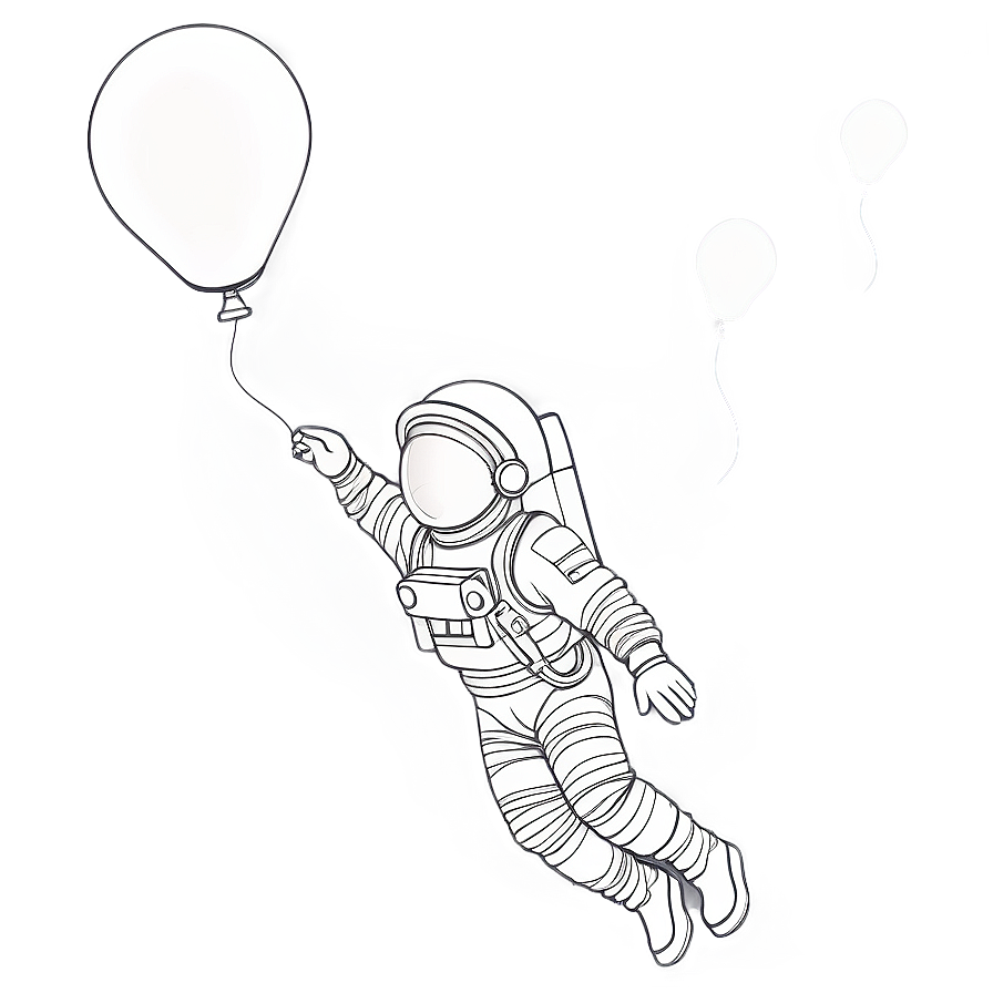 Astronaut Floating With Balloons Png Ngr80 PNG Image