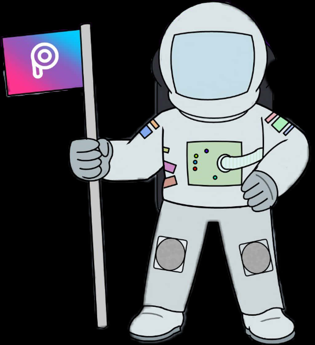 Astronaut_ Holding_ Pins_ Flag PNG Image