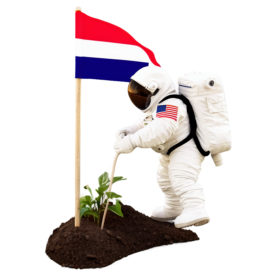 Astronaut Planting Flag Png Vyy44 PNG Image