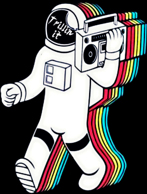 Astronaut With Boombox Art PNG Image