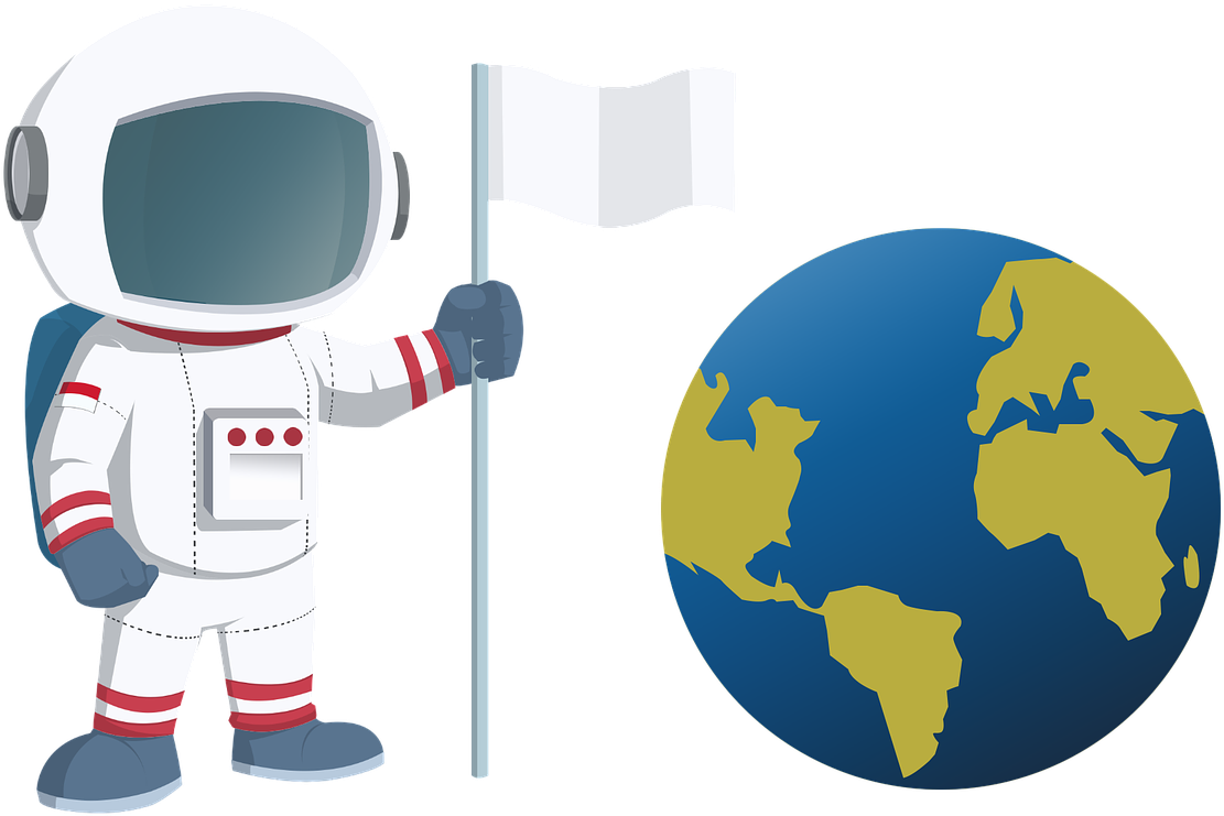 Astronaut_with_ Flag_and_ Earth_ Clipart PNG Image