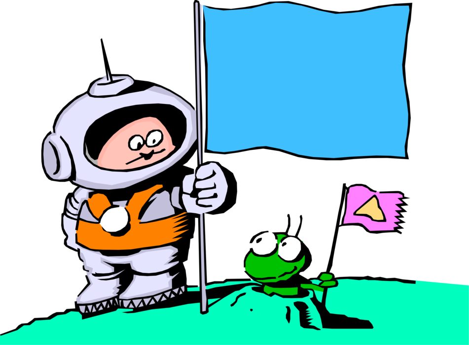 Astronautand Alien Friends Cartoon PNG Image