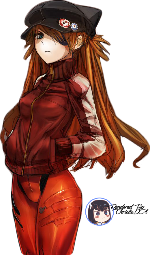 Asuka Langley Casual Capand Plugsuit PNG Image