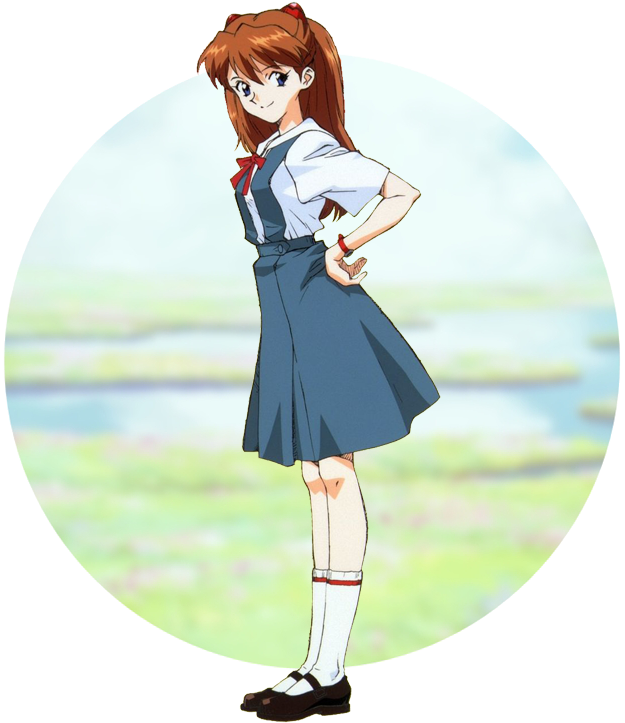 Asuka Langley School Uniform Pose PNG Image