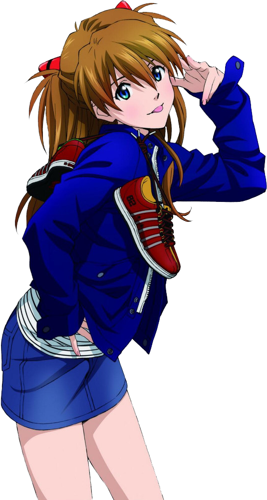 Asuka Langley School Uniform Pose PNG Image