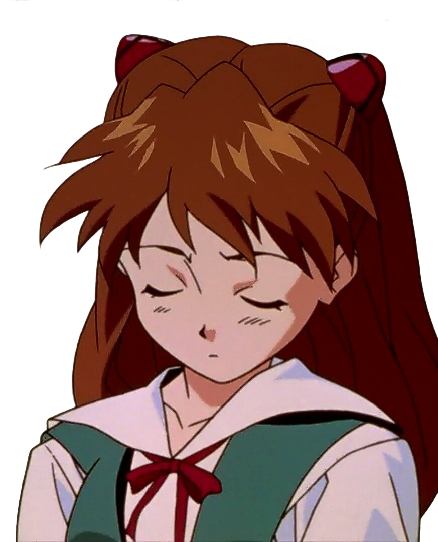 Asuka Langley Smiling Closed Eyes PNG Image