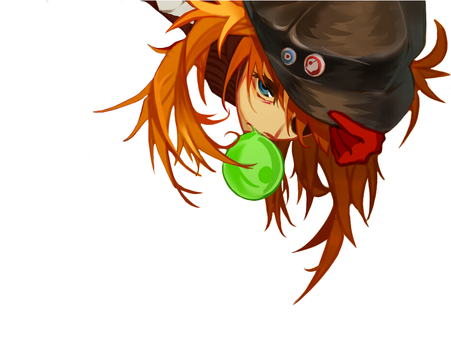 Asuka Langley With Hat And Bubblegum PNG Image