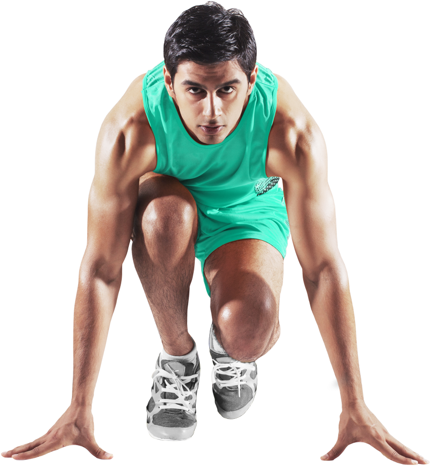 Athlete Performing Track Starting Stretch PNG Image