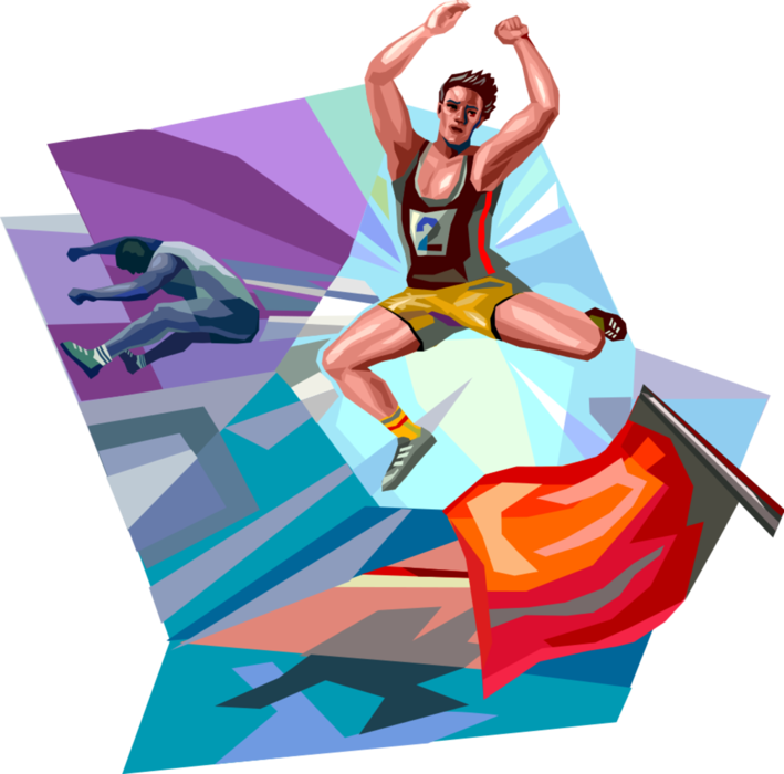 Athletic Hurdle Jump Illustration PNG Image