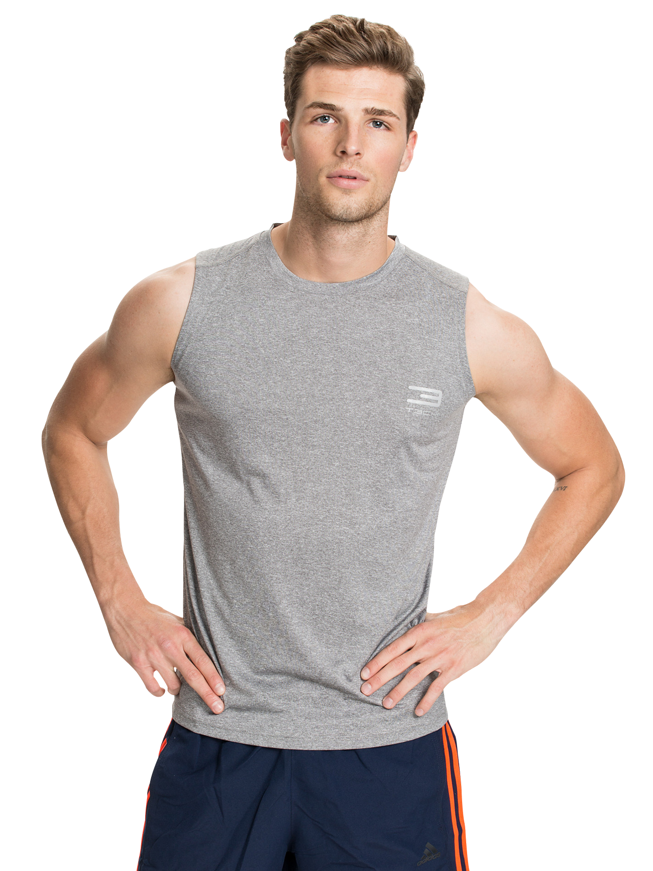 Athletic Man Gray Tank Top PNG Image