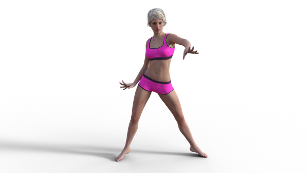 Athletic Womanin Sportswear3 D Model PNG Image