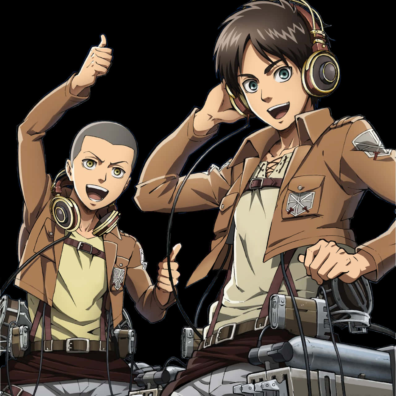 Attackon Titan Characters Celebrating PNG Image